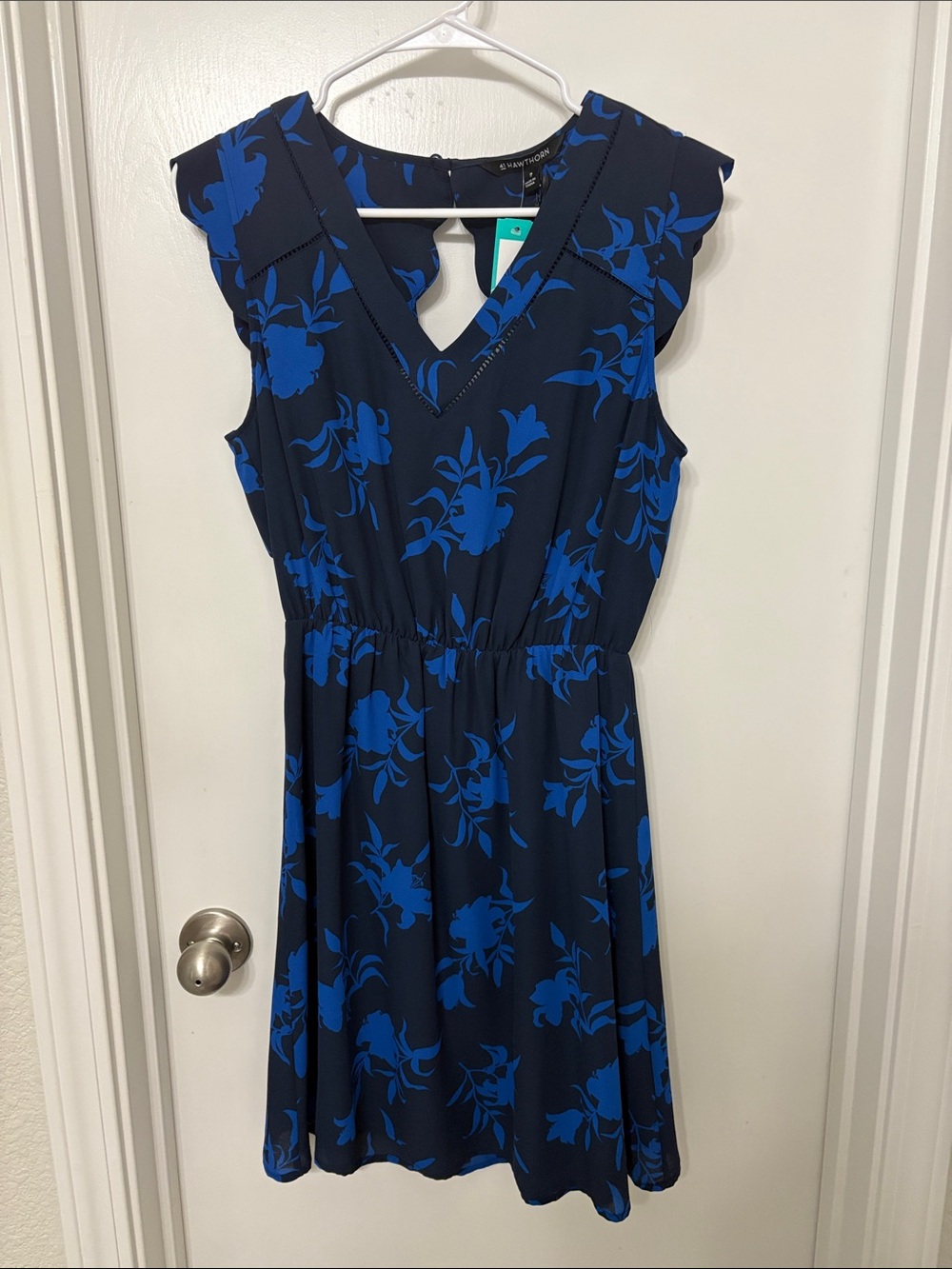 41 Hawthorn Navy Dress with Royal Blue Floral Print